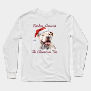 Christmas Argentino Dog in Santa Hat Long Sleeve T-Shirt